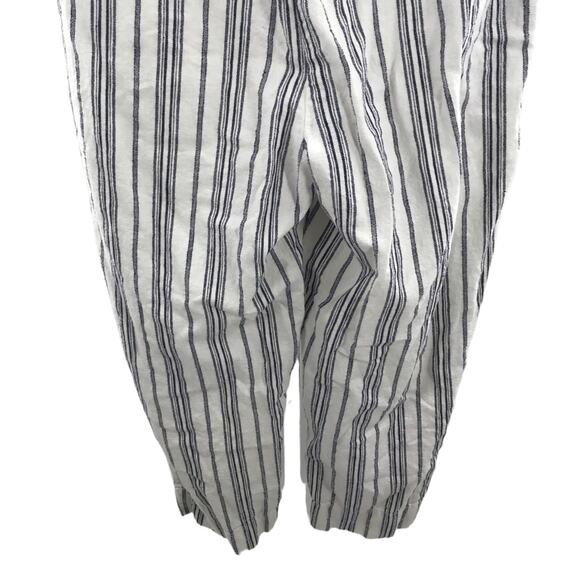 Madewell Dark Baltic Stripe Linen Cotton Paperbag Pants - Picture 9 of 11